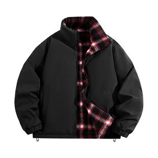 WASSUP羽绒服男女冬季新款双面穿格子高充绒极寒超厚款立领防寒服