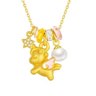 周大生独角兽项链女S925银设计感可爱珐琅生肖马锁骨链本命年礼物