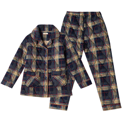 活性印染纯棉睡衣女秋冬加厚夹棉