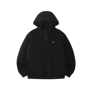 FILA FUSION斐乐潮牌简约质感连帽卫衣26冬新款男子拼接针织上衣