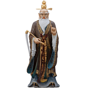 纯铜热染贴金太上老君神像家用供奉三清祖师道德天尊老子佛像摆件