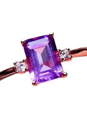 天然紫水晶戒指宝石时尚女