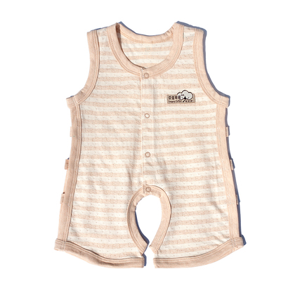 天然彩棉宝宝夏季婴儿开裆连体衣