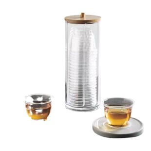 功夫茶杯航空水晶杯耐高温硬塑料一次性茶杯小酒杯透明试饮杯喝茶