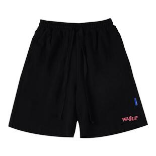 WASSUP潮牌美式字母毛圈短裤男女同款夏季薄款高街休闲五分运动裤