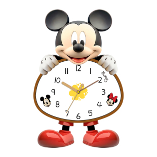 新款米奇钟表挂钟客厅创意卡通挂墙时钟家用可爱摇摆石英静音挂表