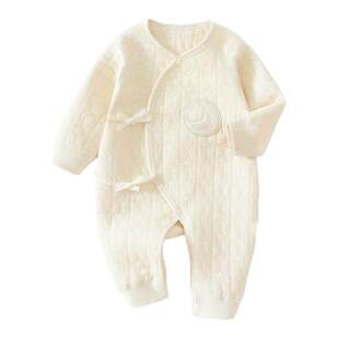 十月名裳婴儿连体衣夹棉保暖新生宝宝男女加厚哈衣纯棉爬服秋冬款