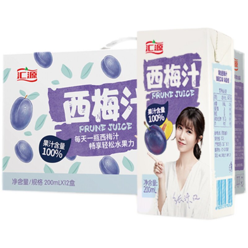 汇源100%果汁浓缩西梅汁200ml*12盒礼盒饮料整箱张沫凡联名款