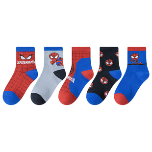 男童袜子秋冬款卡通纯棉蜘蛛侠中筒袜儿童春秋青少年男孩宝宝棉袜