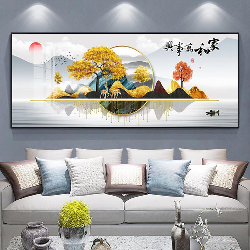 2025新款钻石画麋鹿家和万事兴满钻客厅5d点贴砖石十字绣轻奢大气