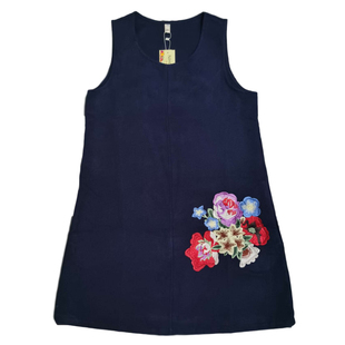 2025中国风复古个性百搭中长款马甲 秋冬无袖毛呢刺绣花 马夹裙女