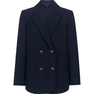 KBNE藏青色休闲西装外套女装2025秋季新款长袖西服小个子上衣气质