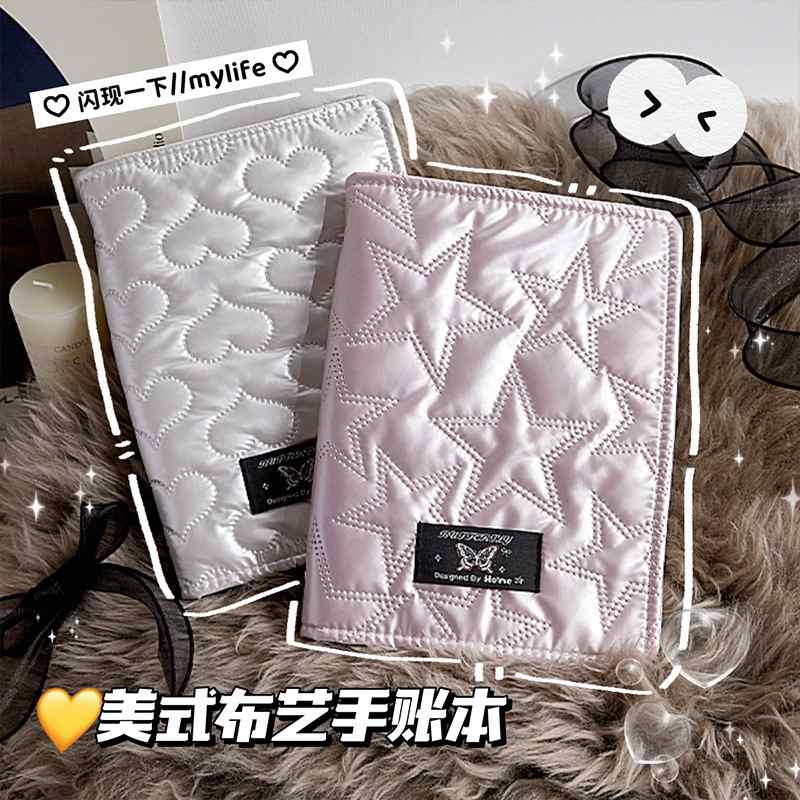 美式风格手账本女生ins记事本方格银色活页本子本高颜日程笔记值