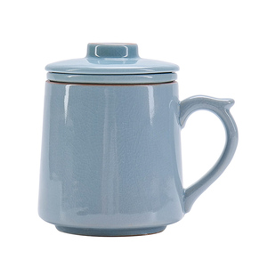 汝窑茶杯个人专用商务水杯办公杯陶瓷哥窑茶水分离杯汝瓷杯子定制