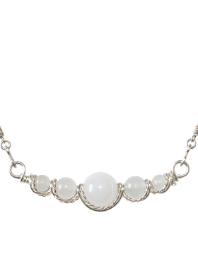 毛衣项链女2024年新款999纯银手工白玉笑脸锁骨链小众设计高级感