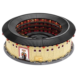 万格福建土楼模型拼装小颗粒客家古建筑积木世界遗产名录玩具礼物