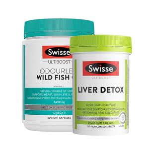 Swisse斯维诗基础奶蓟草片120片+无腥味野生鱼油1000mg400粒护肝