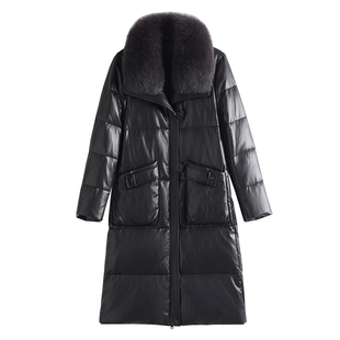 真皮羽绒服女中长款绵羊皮加厚大码2025冬季新款狐狸毛领皮草外套
