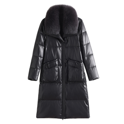 真皮羽绒服狐狸毛领宽松皮草外套