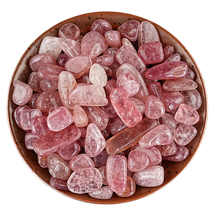 天然红草莓晶碎石摆件士多啤梨晶宝石芙蓉晶diy装饰鱼缸造景石头