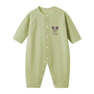 迪士尼婴儿衣服夏季连体衣薄款空调服男宝宝女婴幼儿衣服a类纯棉
