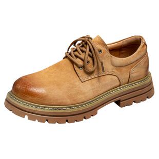 2026新款潮男鞋潮牌高级感休闲鞋翻毛真皮低帮马丁鞋复古大头皮鞋