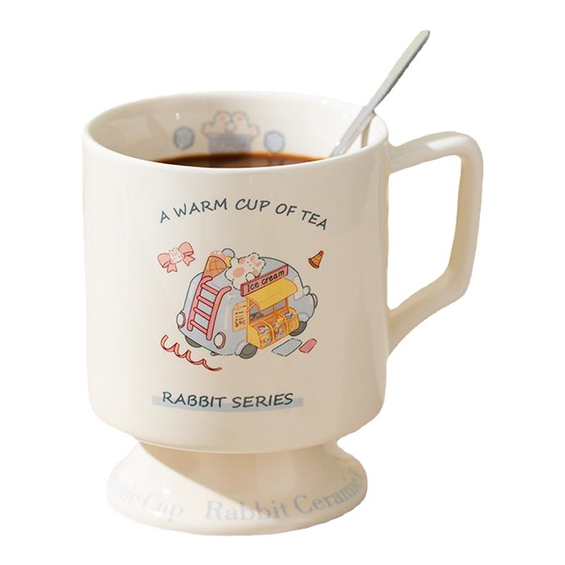 奶fufu兔子马克杯可爱杯子牛奶杯ins风高脚杯高颜值2025新款水杯