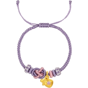 周六福黄金手绳宝宝5d硬金定价幸运宝宝奶瓶衣食无忧周岁新年礼物