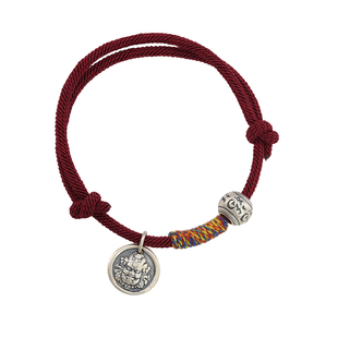 suzyacc kr纯银黄财神红色手绳盘缠国风本命年新年红绳编织绳手链