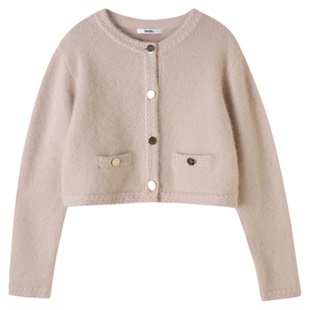 SNIDEL2025秋冬新品时尚气质圆领小香风针织开衫外套SWNT254305