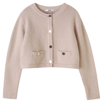 SNIDEL2025秋冬新品时尚气质圆领小香风针织开衫外套SWNT254305