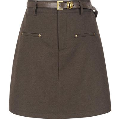 KBNE2025新款高端半裙气质a字裙半身裙咖啡色包臀裙短裙春秋冬女