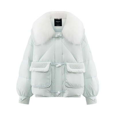 艾莱依短款狐狸毛领羽绒服