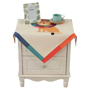 床头柜盖布加厚棉麻可爱卡通动漫正方形小桌子桌布防尘罩盖巾台布