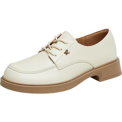 天美意休闲英伦小皮鞋平底鞋女系带复古单鞋季新款COY26CM4