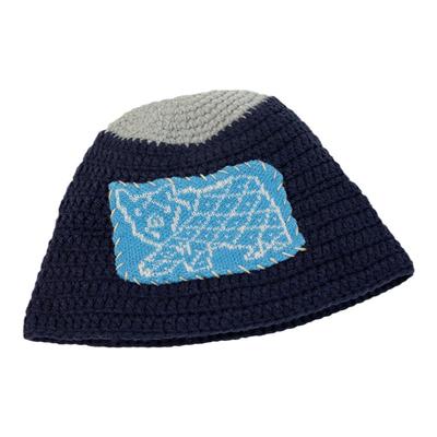 休闲街头拼接贴布图案针织渔夫帽