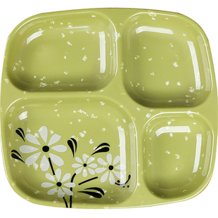 加厚快餐盘仿瓷餐盘四格方形塑料快餐盘密胺餐具分格盘子食堂饭盘