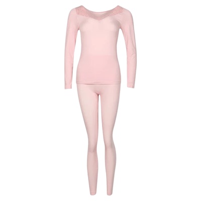 都市丽人蕾丝V领美型高弹秋衣