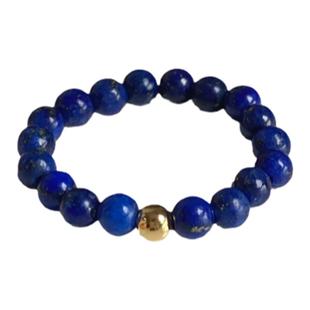 OkFineyard天然青金石串珠戒指女小众设计素圈尾戒显白高级食指环