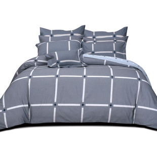 卡撒天娇北欧全棉四件套条纹简约床单1.8床笠1.5时尚纯棉四件套