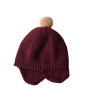 糖果色系儿童帽子秋冬季双层内里防风保暖护耳帽男童女童毛线围巾