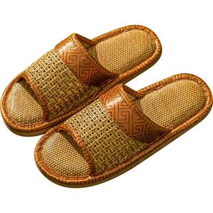 夏季加厚草席藤草编凉拖鞋女式防滑软底家用男士夏天地板居家拖鞋