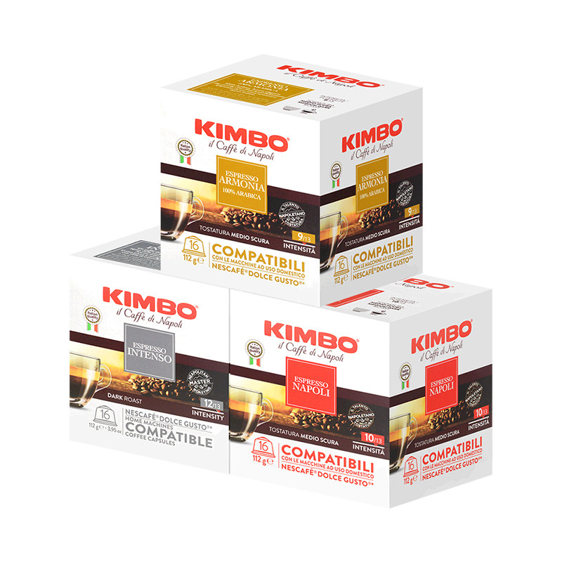 KIMBO意大利进口胶囊咖啡3盒48粒适用于DolceGusto多趣酷思咖啡机