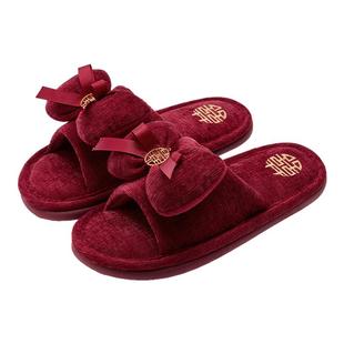 买一送一红色结婚拖鞋高级感情侣订婚一对喜庆新婚陪嫁婚鞋女春夏