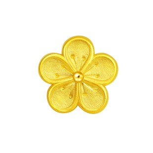 老克勒3D硬金小桃花转运珠黄金樱花串珠999足金diy手链配件配饰女