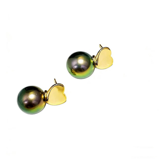 DIY珍珠耳钉配件 S925纯银饰品 时尚爱心耳钉女空托 配8-12mm圆珠