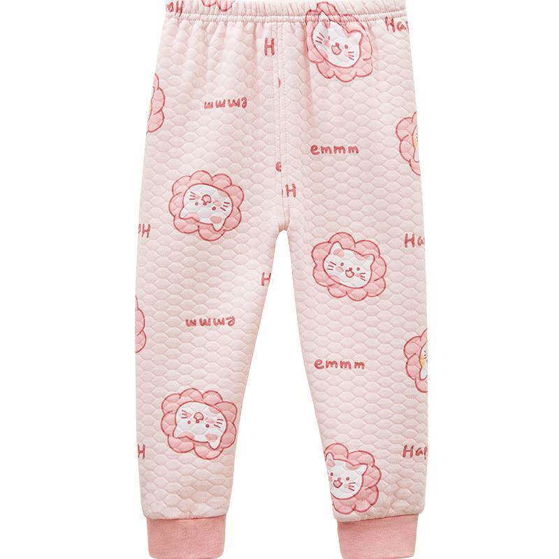 红豆儿童保暖裤秋裤男女童内穿冬季A类纯棉三层夹棉打底裤棉毛裤