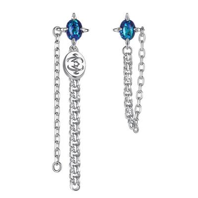 不对称链条耳环造型高级感