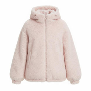 鸭鸭羽绒服短款女2025新款可爱连帽羊羔绒时尚设计感保暖毛绒外套