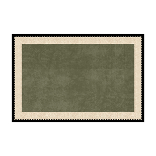 法式复古绿色客厅地毯2026新款卧室沙发防水防污免洗可擦耐脏地垫